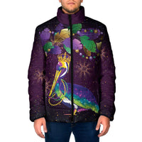 Faux Glitter Funny Mardi Gras Pelican Padded Jacket Party Vibes - Wonder Print Shop