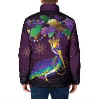 Faux Glitter Funny Mardi Gras Pelican Padded Jacket Party Vibes - Wonder Print Shop
