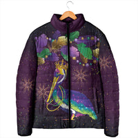 Faux Glitter Funny Mardi Gras Pelican Padded Jacket Party Vibes - Wonder Print Shop