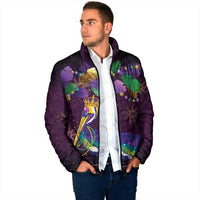 Faux Glitter Funny Mardi Gras Pelican Padded Jacket Party Vibes - Wonder Print Shop