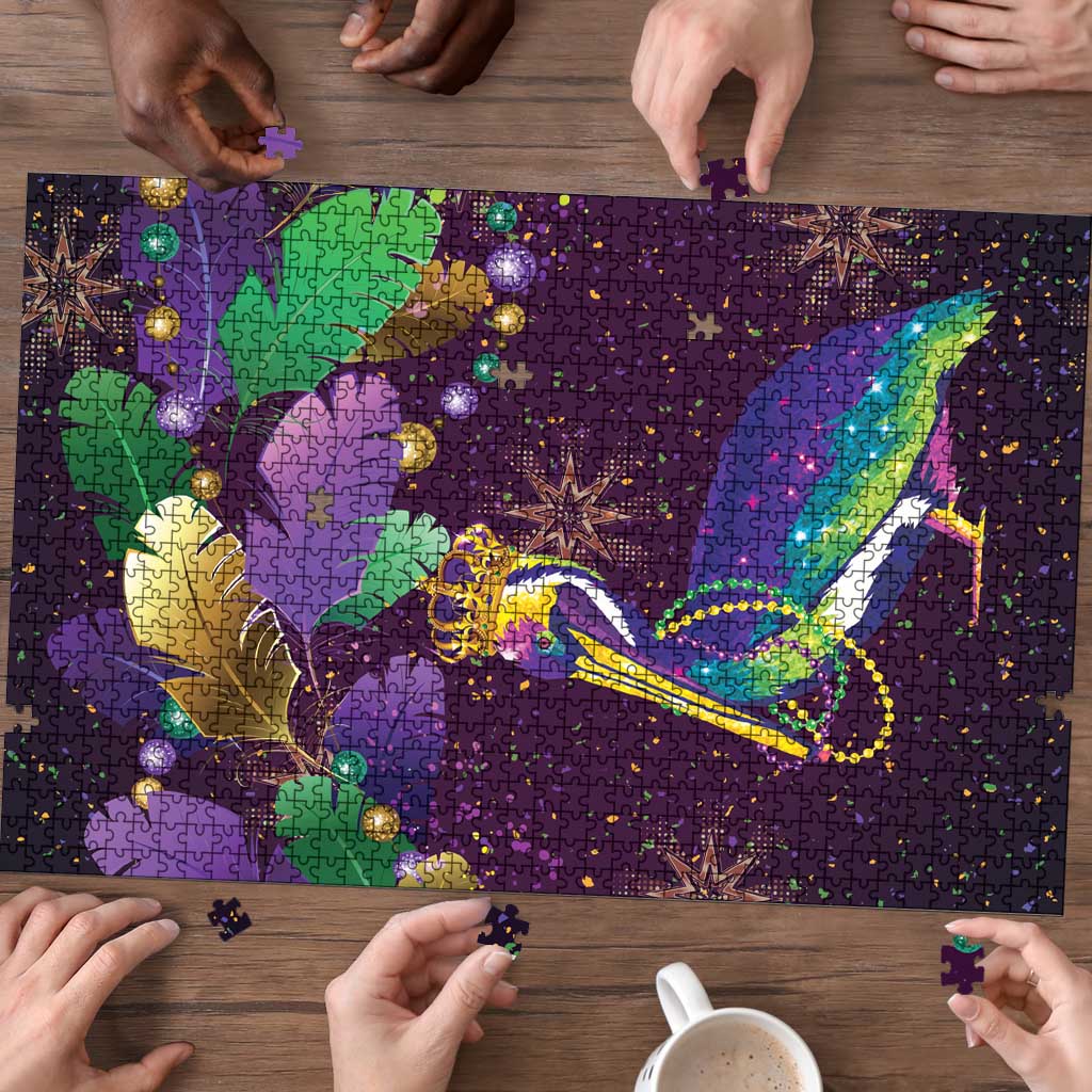 Faux Glitter Funny Mardi Gras Pelican Puzzle Party Vibes - Wonder Print Shop