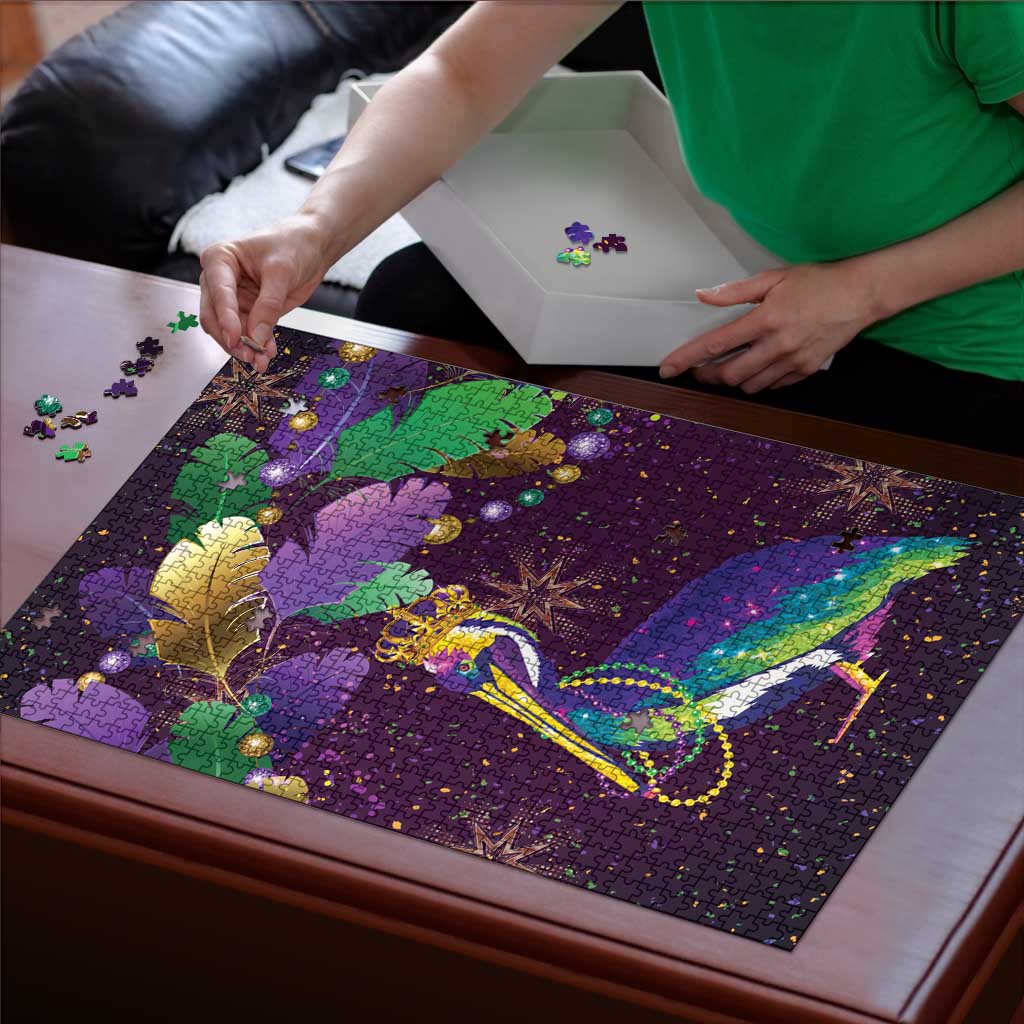 Faux Glitter Funny Mardi Gras Pelican Puzzle Party Vibes - Wonder Print Shop