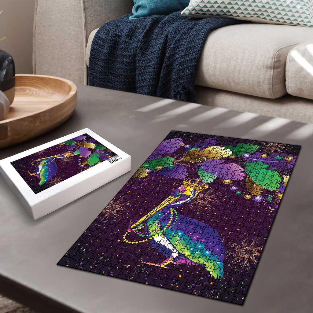 Faux Glitter Funny Mardi Gras Pelican Puzzle Party Vibes - Wonder Print Shop
