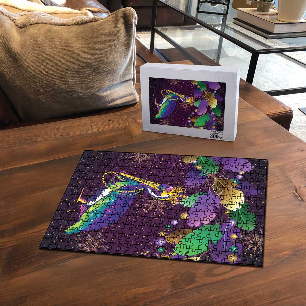 Faux Glitter Funny Mardi Gras Pelican Puzzle Party Vibes - Wonder Print Shop