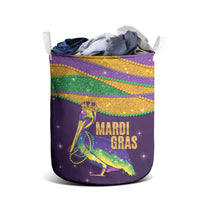 Faux Glitter Mardi Gras Pelican Laundry Basket - Wonder Print Shop