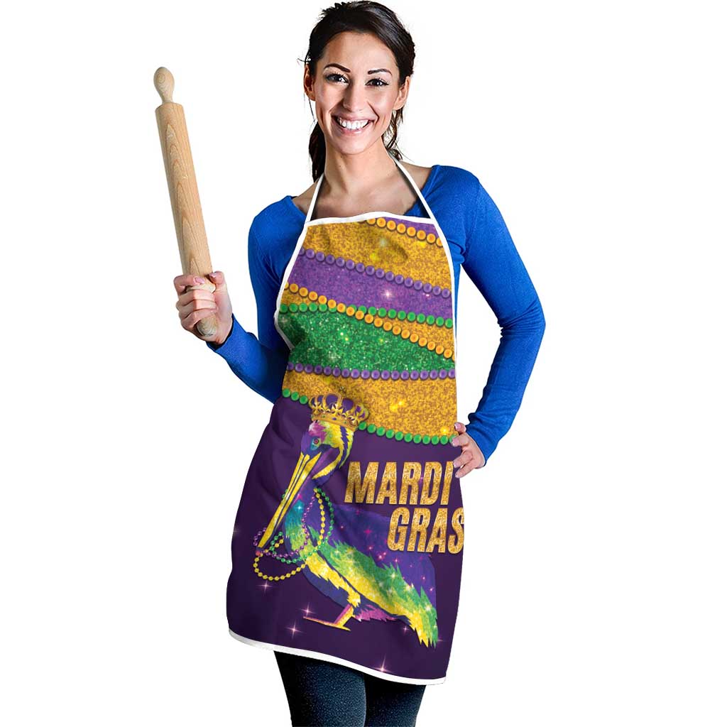 Faux Glitter Mardi Gras Pelican Apron - Wonder Print Shop