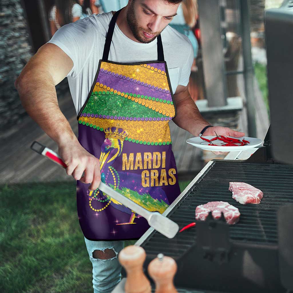 Faux Glitter Mardi Gras Pelican Apron - Wonder Print Shop