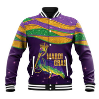 Faux Glitter Mardi Gras Pelican Baseball Jacket - Wonder Print Shop
