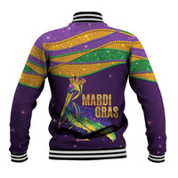 Faux Glitter Mardi Gras Pelican Baseball Jacket - Wonder Print Shop