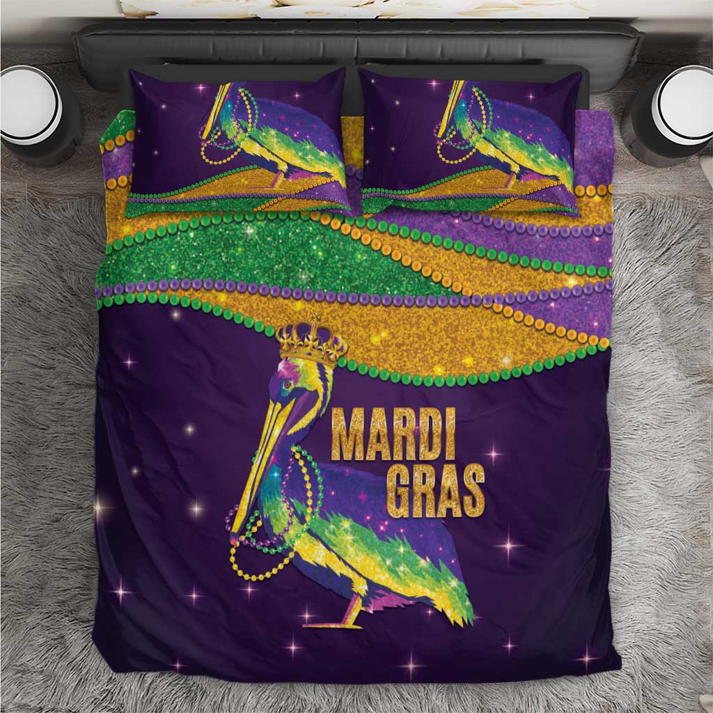 Faux Glitter Mardi Gras Pelican Bedding Set - Wonder Print Shop