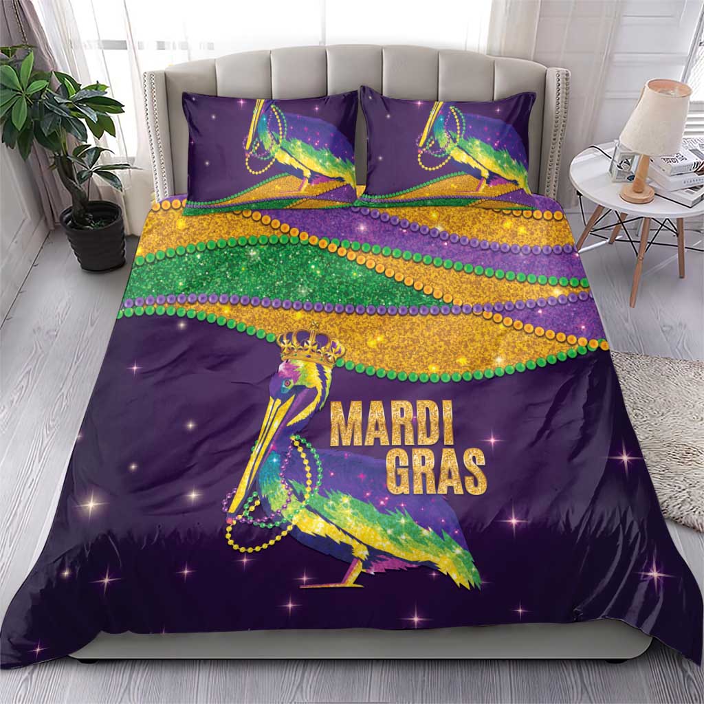 Faux Glitter Mardi Gras Pelican Bedding Set - Wonder Print Shop