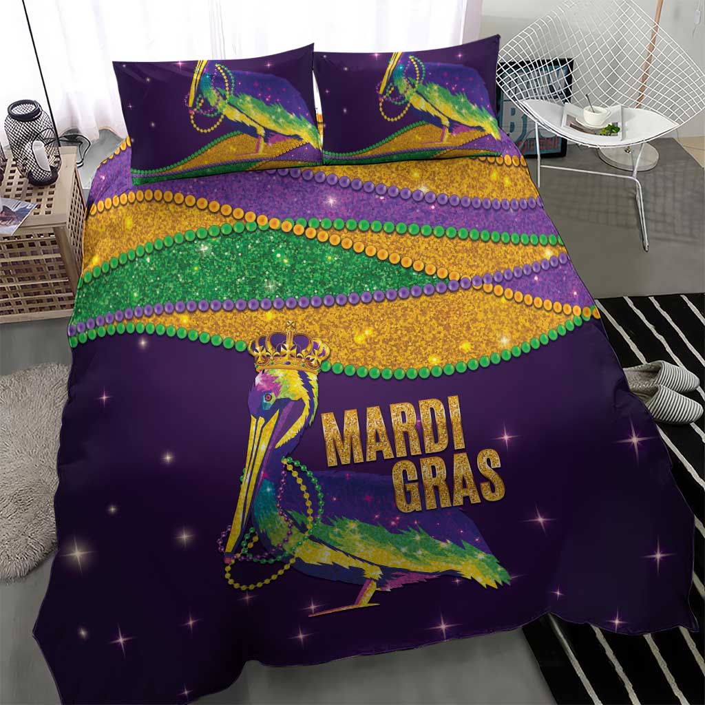 Faux Glitter Mardi Gras Pelican Bedding Set - Wonder Print Shop
