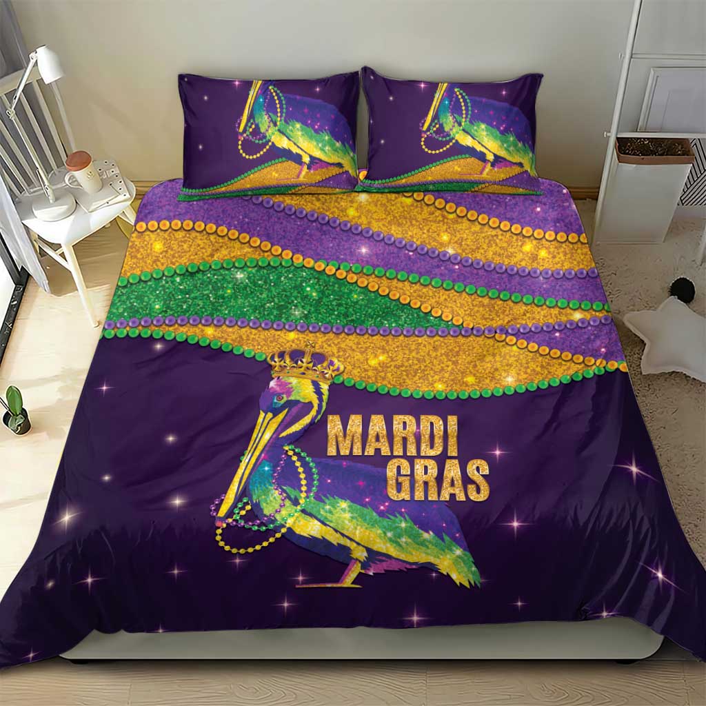 Faux Glitter Mardi Gras Pelican Bedding Set - Wonder Print Shop