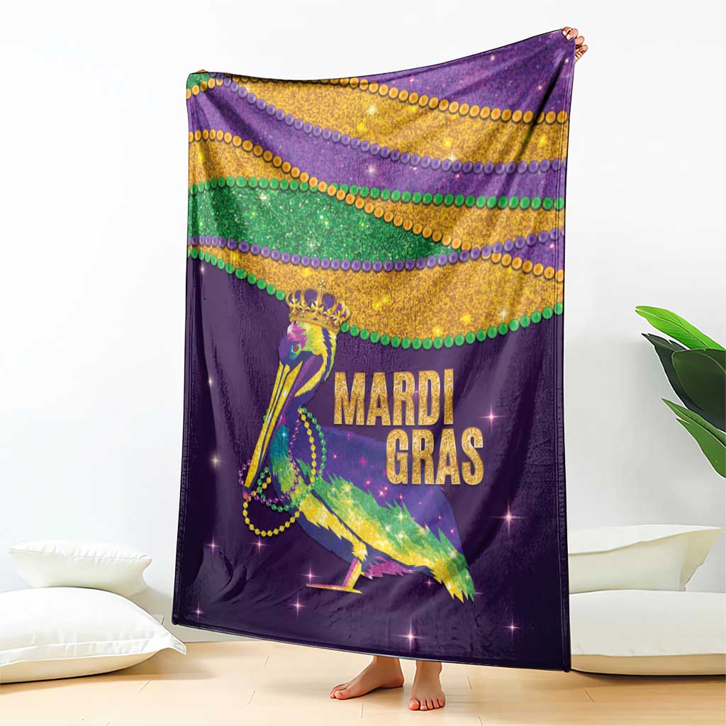 Faux Glitter Mardi Gras Pelican Blanket - Wonder Print Shop