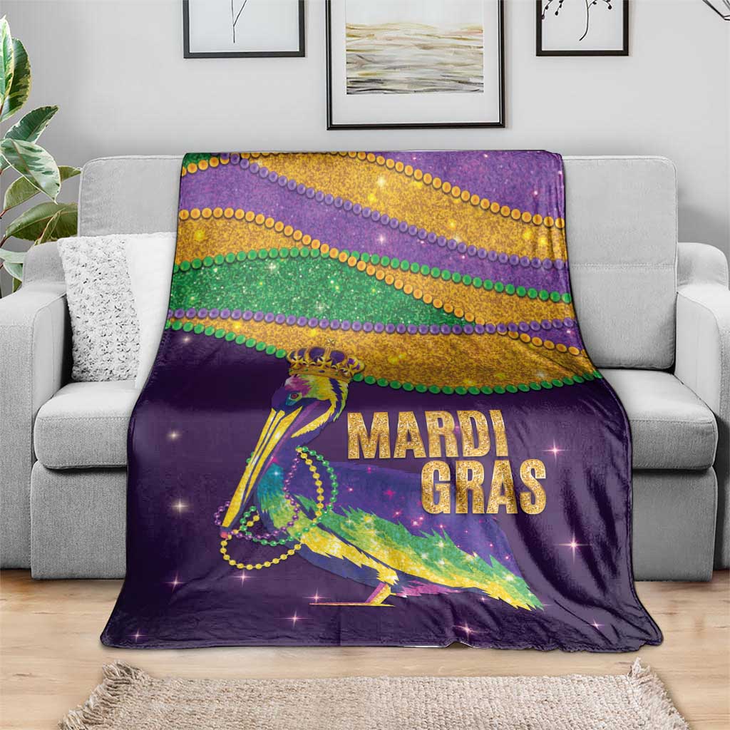 Faux Glitter Mardi Gras Pelican Blanket - Wonder Print Shop