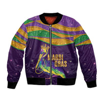 Faux Glitter Mardi Gras Pelican Bomber Jacket - Wonder Print Shop