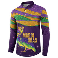 Faux Glitter Mardi Gras Pelican Button Sweatshirt - Wonder Print Shop