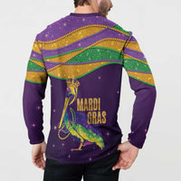 Faux Glitter Mardi Gras Pelican Button Sweatshirt - Wonder Print Shop