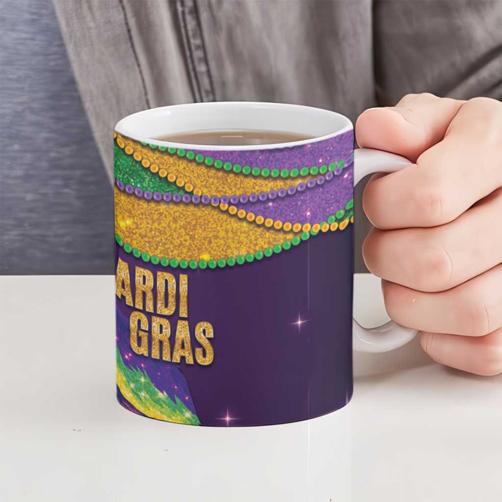 Faux Glitter Mardi Gras Pelican Ceramic Mug - Wonder Print Shop