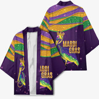 Faux Glitter Mardi Gras Pelican Kimono - Wonder Print Shop