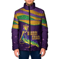 Faux Glitter Mardi Gras Pelican Padded Jacket - Wonder Print Shop