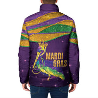 Faux Glitter Mardi Gras Pelican Padded Jacket - Wonder Print Shop