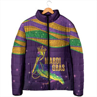 Faux Glitter Mardi Gras Pelican Padded Jacket - Wonder Print Shop