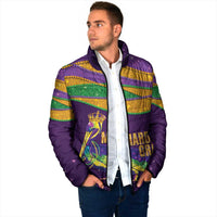 Faux Glitter Mardi Gras Pelican Padded Jacket - Wonder Print Shop