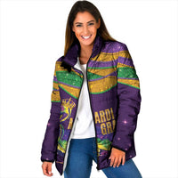 Faux Glitter Mardi Gras Pelican Padded Jacket - Wonder Print Shop