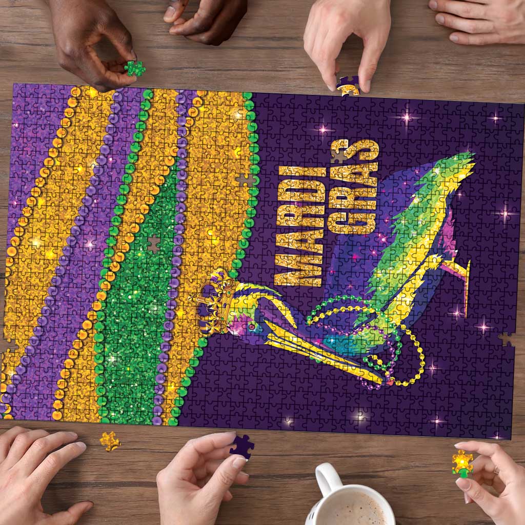 Faux Glitter Mardi Gras Pelican Puzzle - Wonder Print Shop