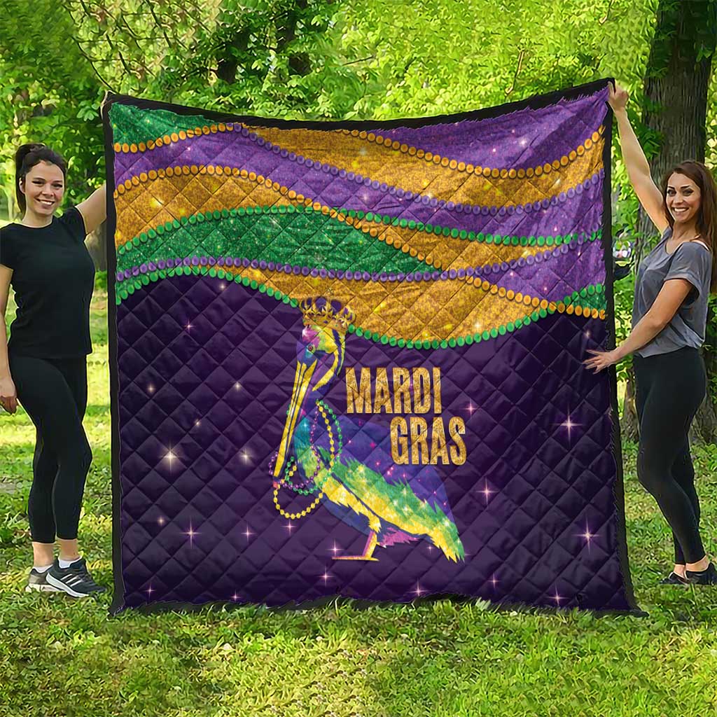 Faux Glitter Mardi Gras Pelican Quilt - Wonder Print Shop