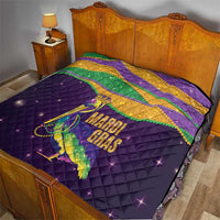 Faux Glitter Mardi Gras Pelican Quilt - Wonder Print Shop