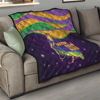 Faux Glitter Mardi Gras Pelican Quilt - Wonder Print Shop