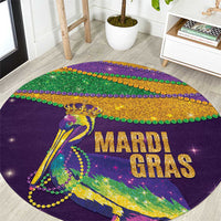 Faux Glitter Mardi Gras Pelican Round Carpet - Wonder Print Shop