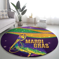 Faux Glitter Mardi Gras Pelican Round Carpet - Wonder Print Shop