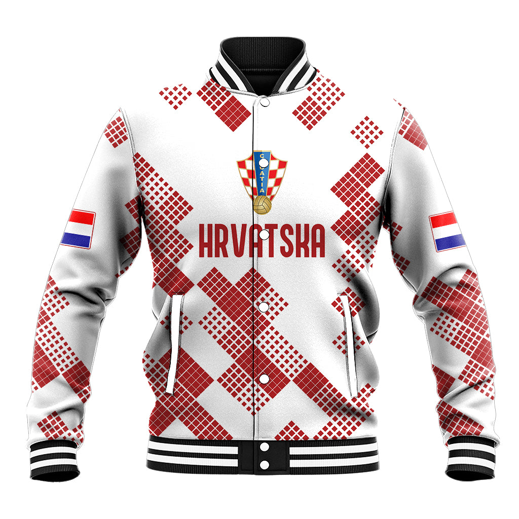 Personalised Croatia Football Baseball Jacket Champions Hrvatska - Mosaic Style LT7 - Wonder Print Shop