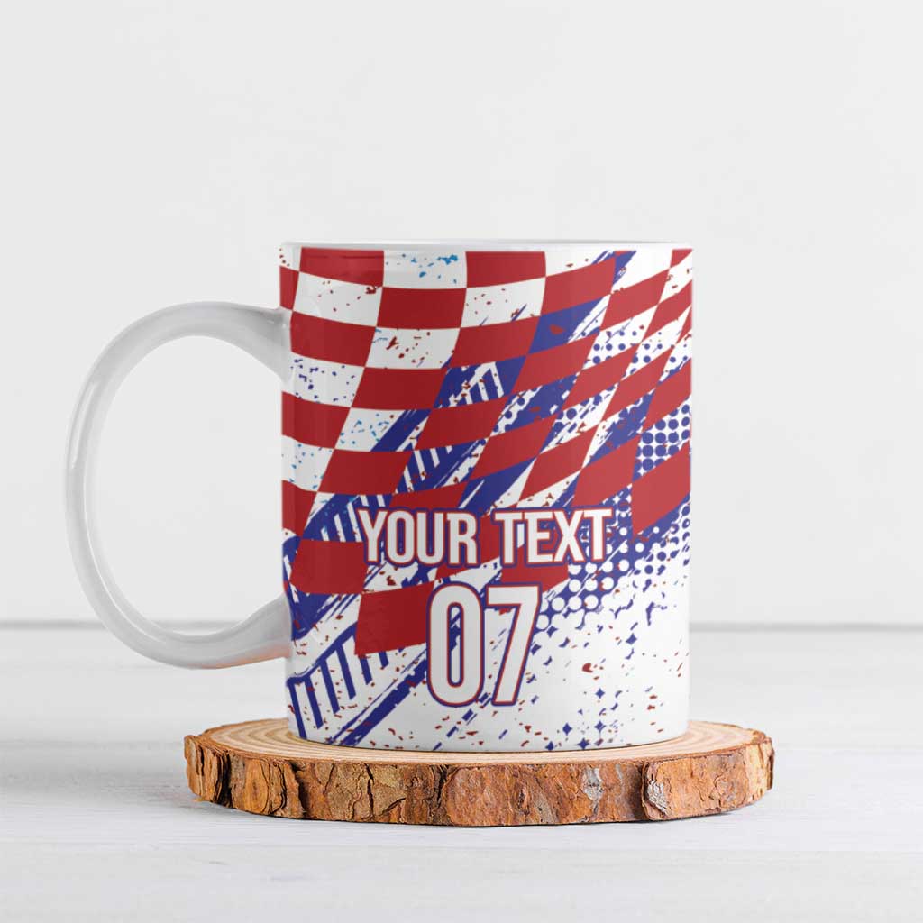 Croatia Football Custom WC2026 White Ceramic Mug Hrvatska Grunge Checkerboard - Wonder Print Shop