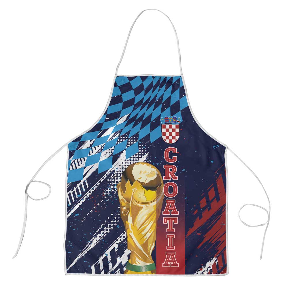 Croatia Football WC2026 Blue Apron Hrvatska Grunge Checkerboard - Wonder Print Shop