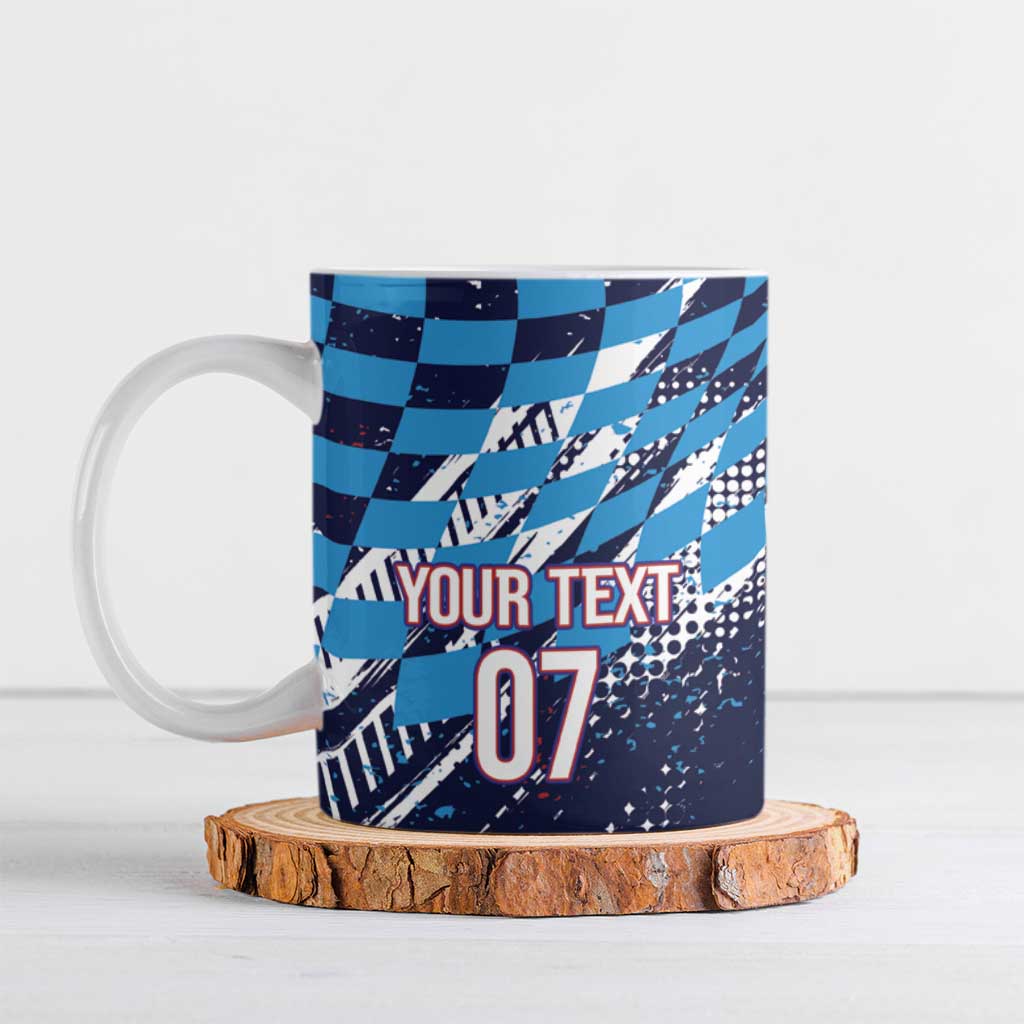 Croatia Football Custom WC2026 Blue Ceramic Mug Hrvatska Grunge Checkerboard - Wonder Print Shop