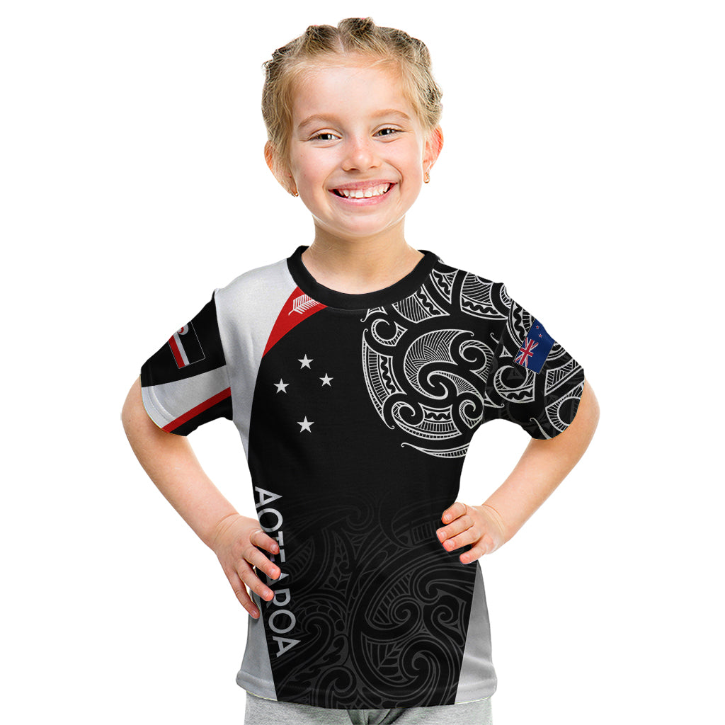 Personalised New Zealand Rugby Kid T Shirt Aotearoa World Cup 2023 Champions - Wonder Print Shop