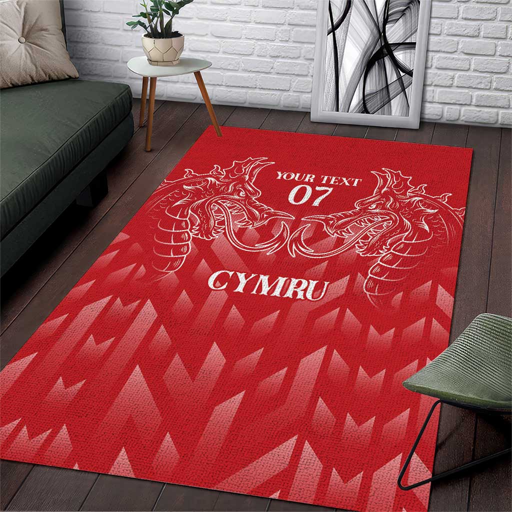 Wales Rugby Personalised Area Rug Heraldic Dragon Basic Red