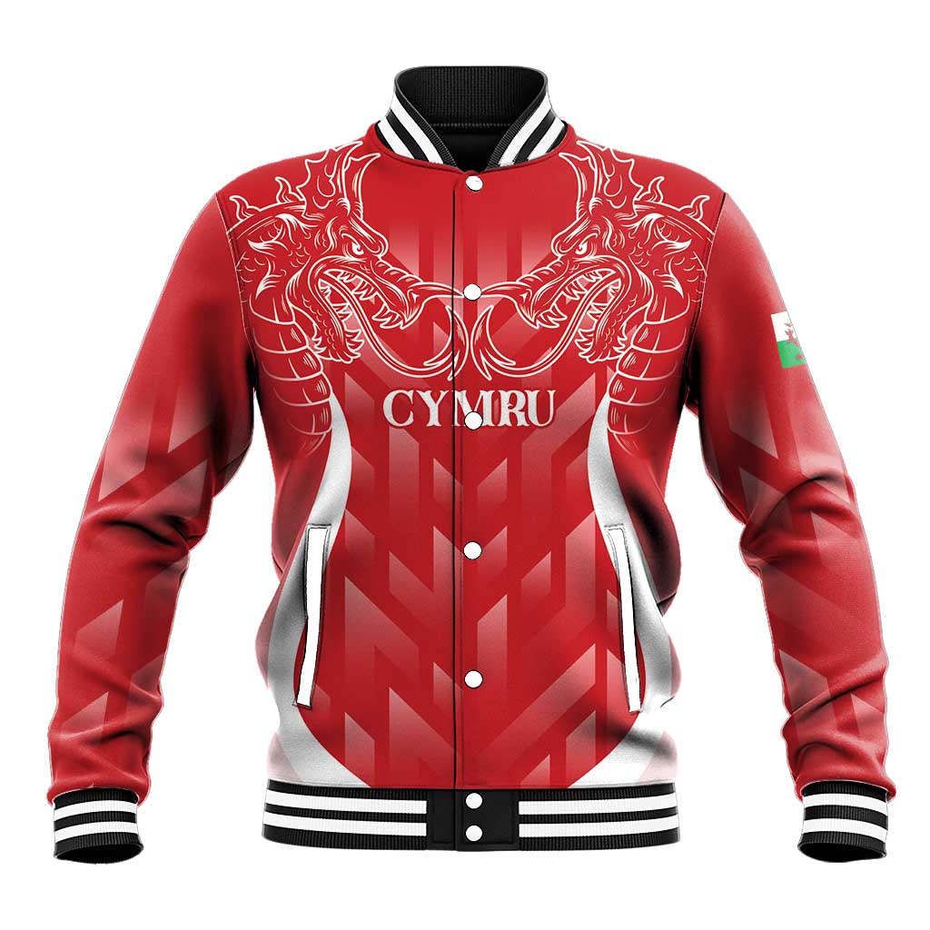 Wales Rugby Personalised Baseball Jacket Heraldic Dragon Basic Red