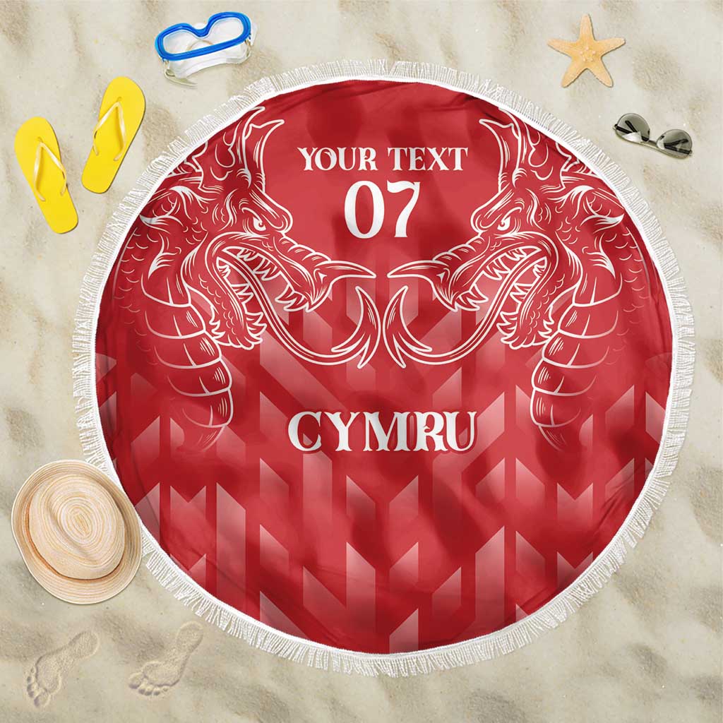 Wales Rugby Personalised Beach Blanket Heraldic Dragon Basic Red