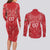 Wales Rugby Personalised Couples Matching Long Sleeve Bodycon Dress and Long Sleeve Button Shirt Heraldic Dragon Basic Red