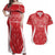 Wales Rugby Personalised Couples Matching Off Shoulder Maxi Dress and Hawaiian Shirt Heraldic Dragon Basic Red