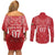 Wales Rugby Personalised Couples Matching Off Shoulder Short Dress and Long Sleeve Button Shirt Heraldic Dragon Basic Red