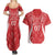 Wales Rugby Personalised Couples Matching Summer Maxi Dress and Hawaiian Shirt Heraldic Dragon Basic Red