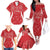 Wales Rugby Personalised Family Matching Off The Shoulder Long Sleeve Dress and Hawaiian Shirt Heraldic Dragon Basic Red