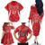 Wales Rugby Personalised Family Matching Off The Shoulder Long Sleeve Dress and Hawaiian Shirt Heraldic Dragon Basic Red