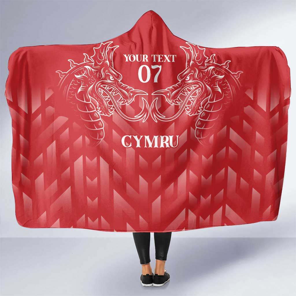 Wales Rugby Personalised Hooded Blanket Heraldic Dragon Basic Red